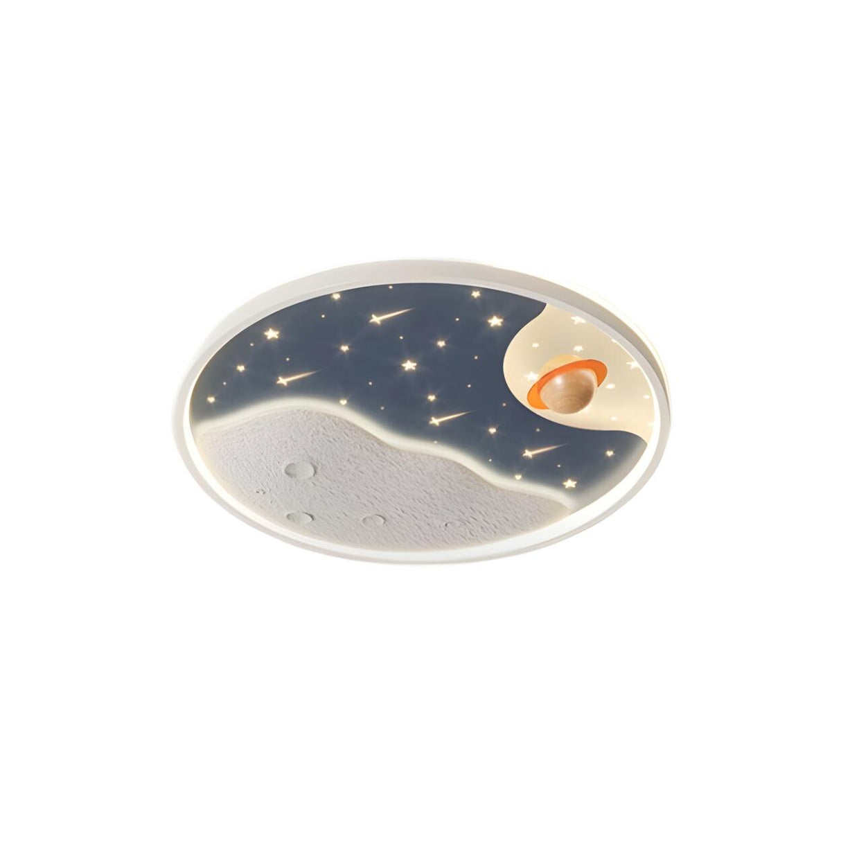 Kids Room Space Astronaut Round LED Flush Mount Light Image - 5