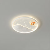 Kids Room Space Astronaut Round LED Flush Mount Light Image - 8