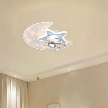 Kids Room Star and Moon Dimming Ceiling Fan with Light Image - 2