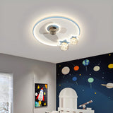 Kids Room Star Recessed Round Ceiling Fan with Light Image - 12