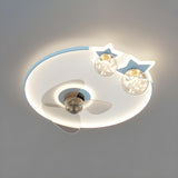 Kids Room Star Recessed Round Ceiling Fan with Light Image - 4