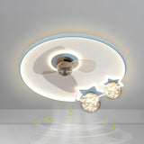 Kids Room Star Recessed Round Ceiling Fan with Light Image - 9