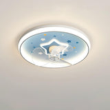 Kids Room Starry Sky Flush Mount Ceiling Fan with Light Image - 2