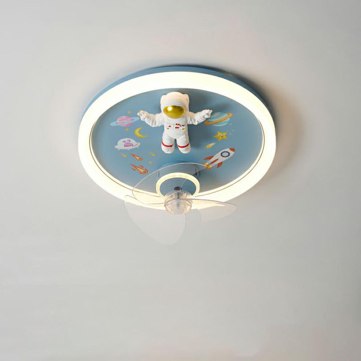 Kids Room Starry Sky Flush Mount Ceiling Fan with Light Image - 3