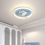 Kids Room Starry Sky Flush Mount Ceiling Fan with Light Image - 4