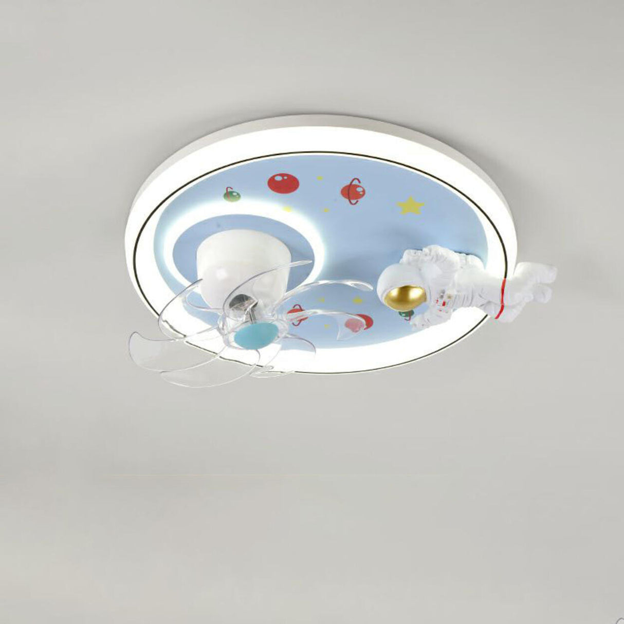 Kids Room Starry Sky Flush Mount Ceiling Fan with Light Image - 5