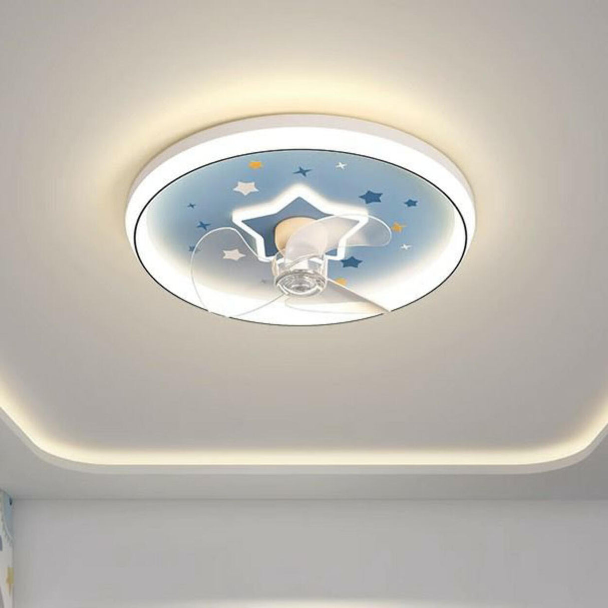 Kids Room Starry Sky Flush Mount Ceiling Fan with Light Image - 6