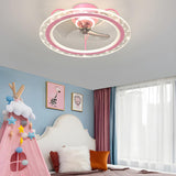 Kids Room Stylish 3-Blade Circle Ceiling Fan with Light Image - 2