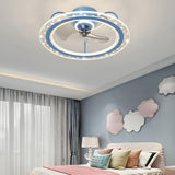 Kids Room Stylish 3-Blade Circle Ceiling Fan with Light Image - 4