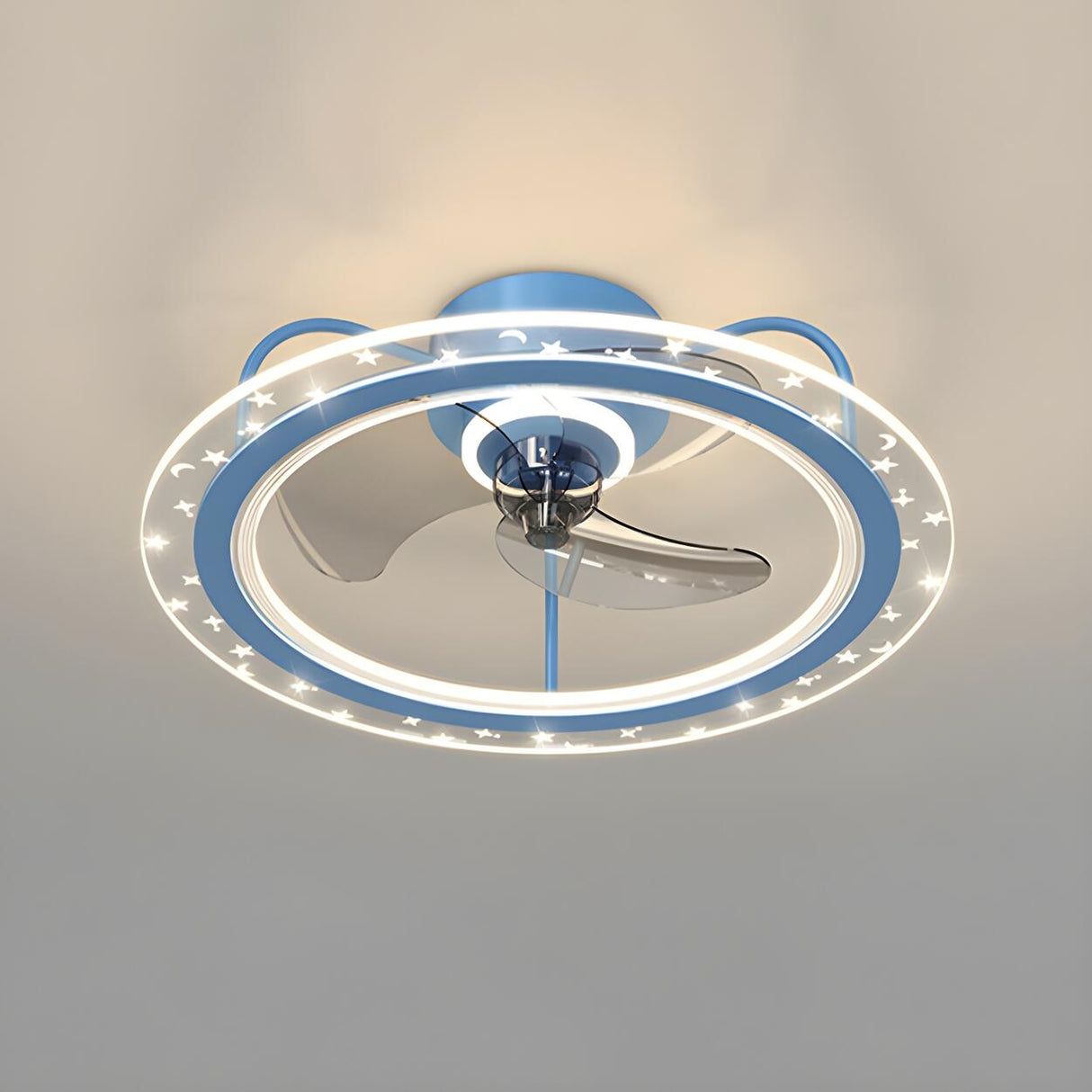 Kids Room Stylish 3-Blade Circle Ceiling Fan with Light Image - 6