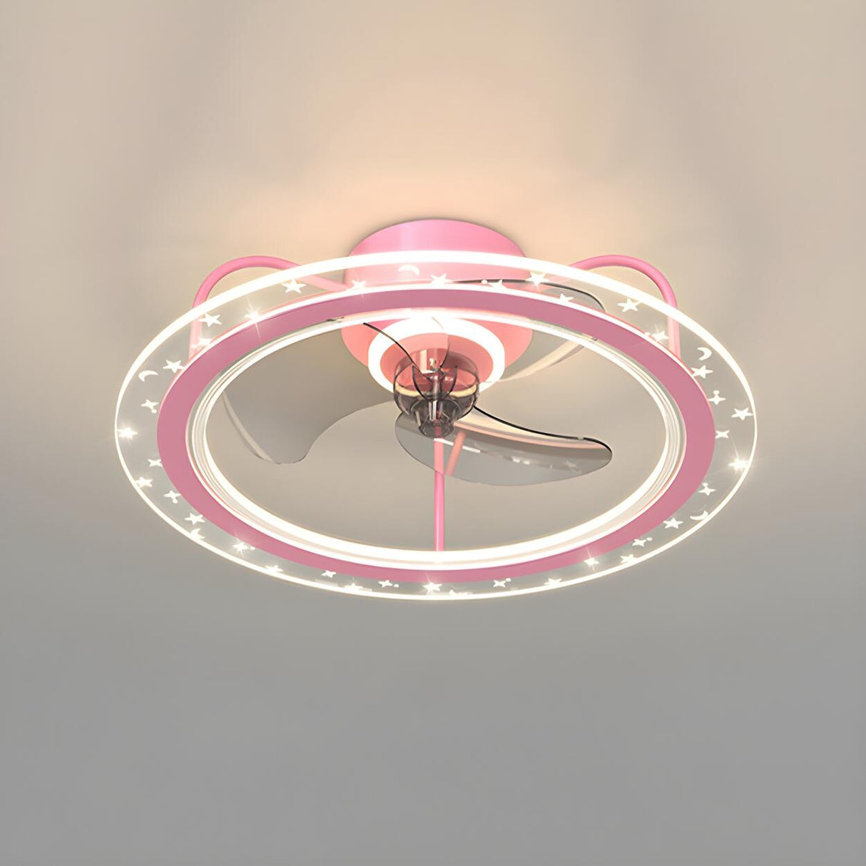 Kids Room Stylish 3-Blade Circle Ceiling Fan with Light Image - 7