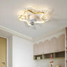 Kids Room Stylish Cartoon Star Ceiling with Fan Light Image - 1