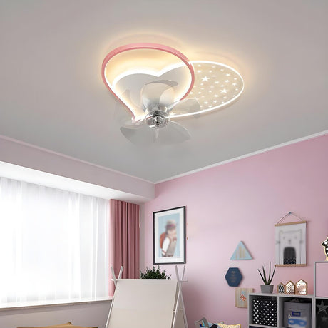 Kids Room Stylish Cartoon Star Ceiling with Fan Light Image - 2