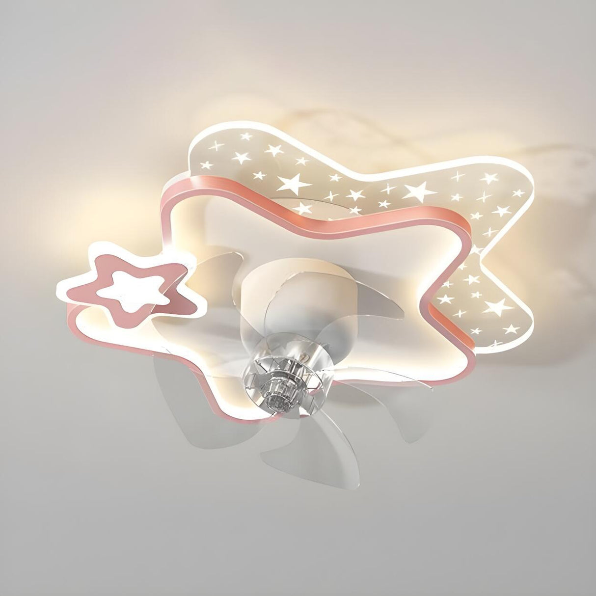 Kids Room Stylish Cartoon Star Ceiling with Fan Light Image - 6