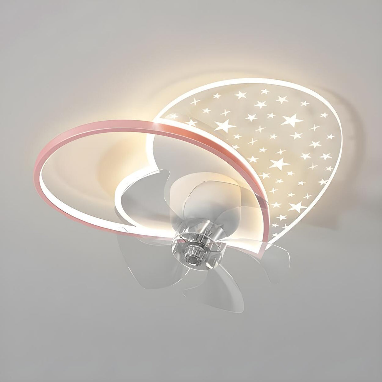 Kids Room Stylish Cartoon Star Ceiling with Fan Light Image - 8