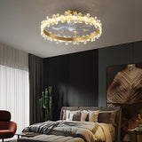 Kids Room Stylish Crystal Garland Ceiling Fan Light Image - 1