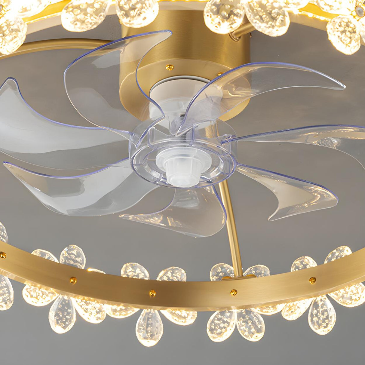 Kids Room Stylish Crystal Garland Ceiling Fan Light Image - 10