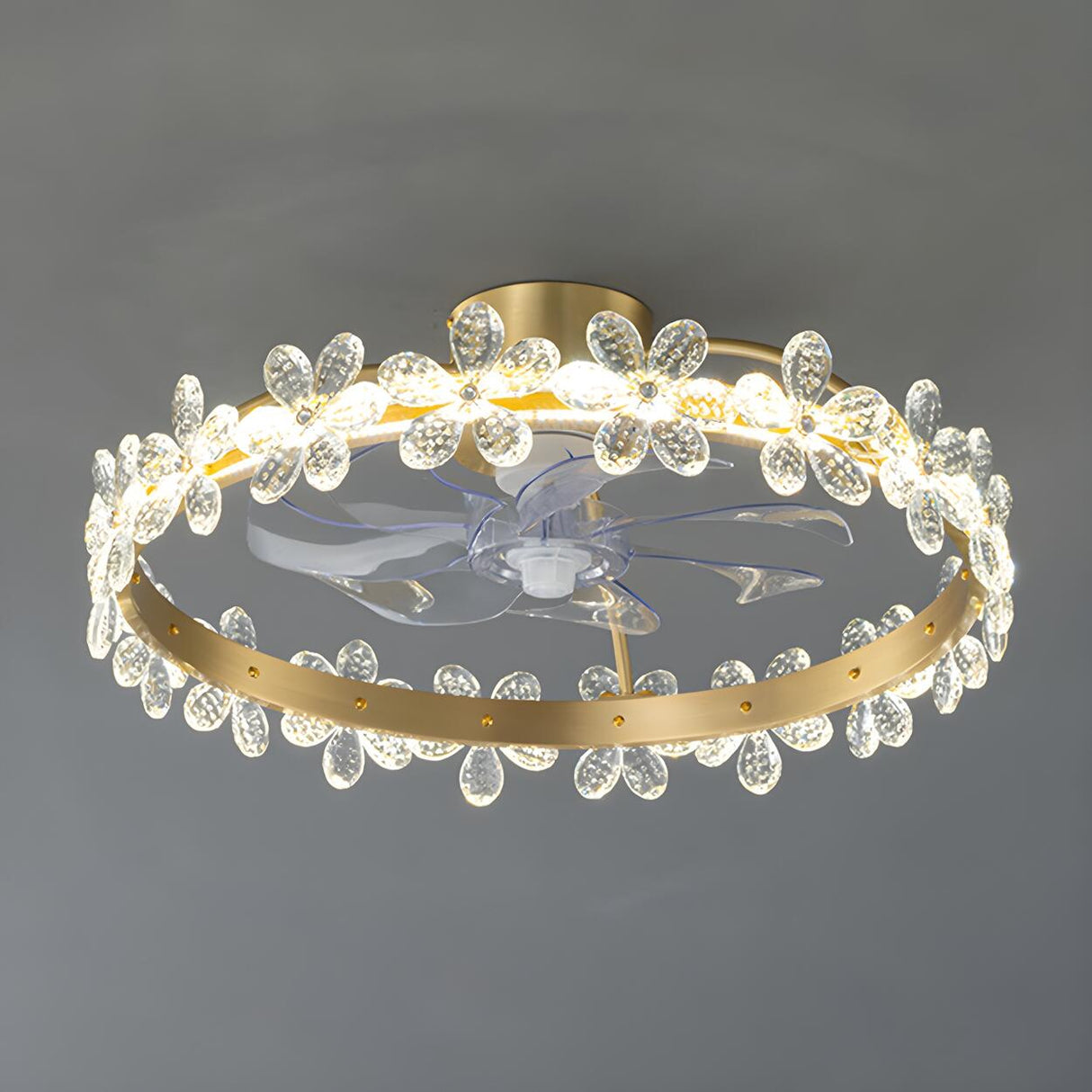 Kids Room Stylish Crystal Garland Ceiling Fan Light Image - 18