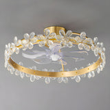 Kids Room Stylish Crystal Garland Ceiling Fan Light Image - 8