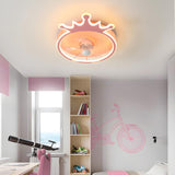 Kids Room Stylish Golden Crown LED Ceiling Fan Light Image - 3