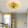 Kids Room Stylish Golden Crown LED Ceiling Fan Light Image - 4