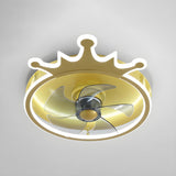 Kids Room Stylish Golden Crown LED Ceiling Fan Light Image - 9