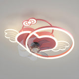 Kids Room Stylish Heart Wings Ceiling Fan with Light Image - 3