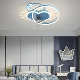 Kids Room Stylish Heart Wings Ceiling Fan with Light Image - 5