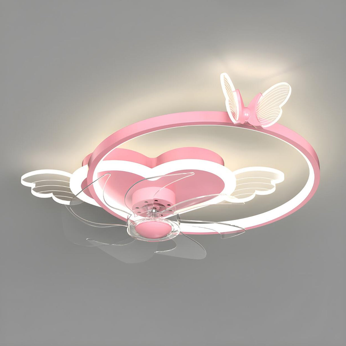 Kids Room Stylish Love Heart Ring Ceiling Fan Light Image - 10