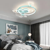 Kids Room Stylish Love Heart Ring Ceiling Fan Light Image - 19