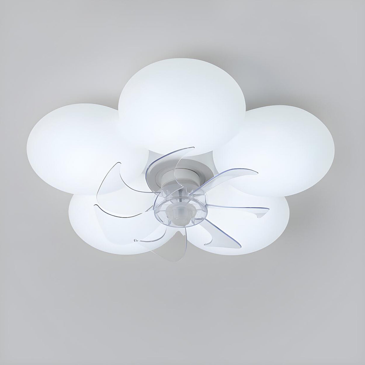 Kids Room Stylish White Flower Ceiling Fan With Light Image - 10