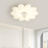 Kids Room Stylish White Flower Ceiling Fan With Light Image - 17