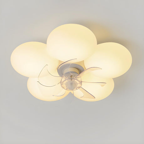 Kids Room Stylish White Flower Ceiling Fan With Light Image - 2