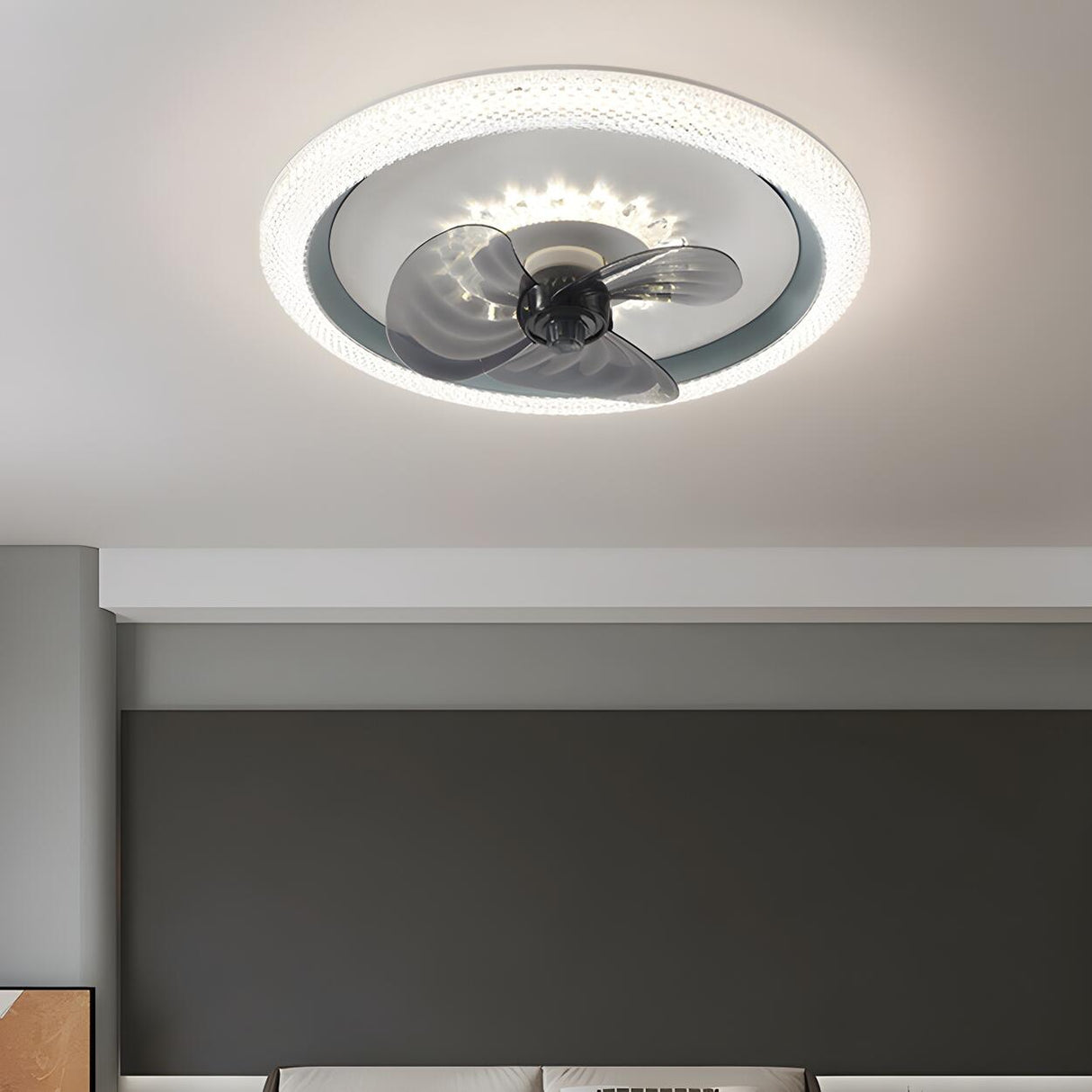 Kids Room Trendy 3-Blade Ring Ceiling Fan with Light Image - 18