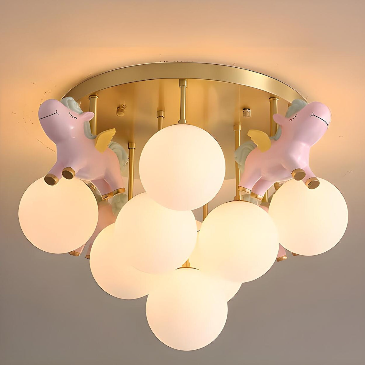 Kids Room Unicorn Bubble Glass Semi-Flush Mount Light Image - 3