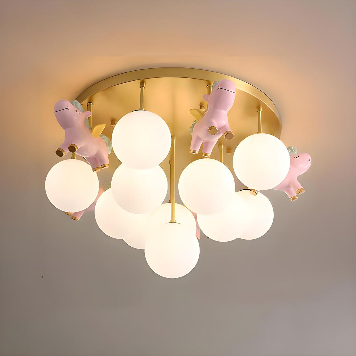 Kids Room Unicorn Bubble Glass Semi-Flush Mount Light Image - 5