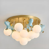 Kids Room Unicorn Bubble Glass Semi-Flush Mount Light Image - 7