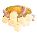 Kids Room Unicorn Bubble Glass Semi-Flush Mount Light Image - 9