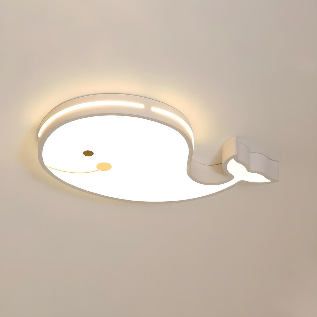 Kids Room Whale White LED Flush Mount Ceiling Light Image - 4