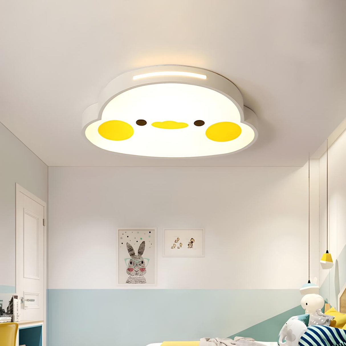 Kids Room Whale White LED Flush Mount Ceiling Light Image - 9