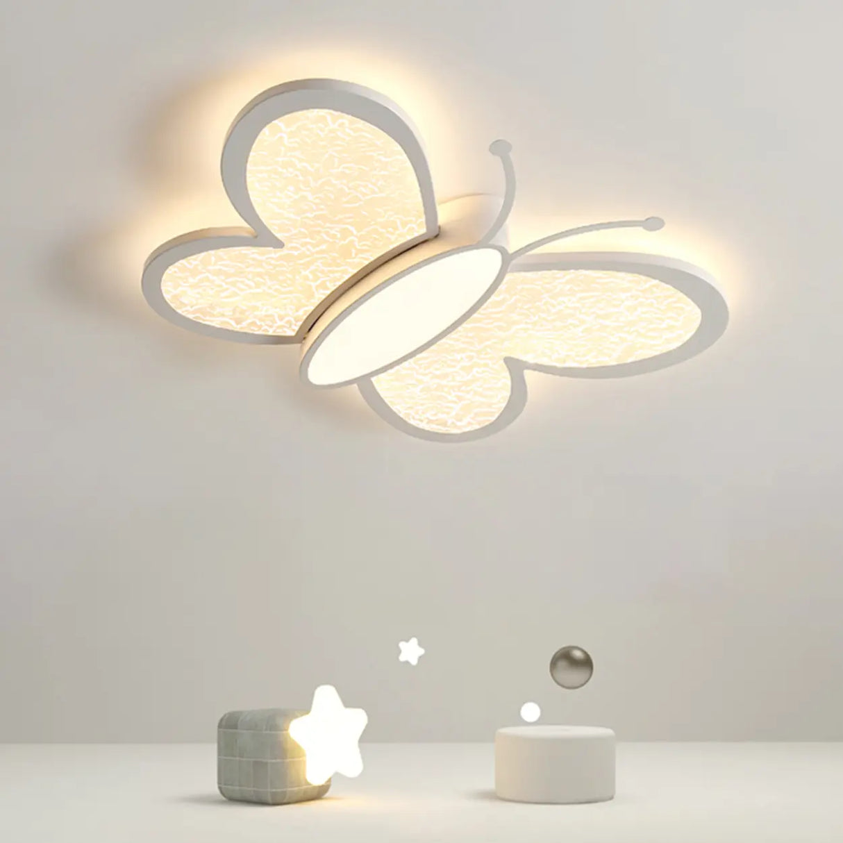 Kids Room Whimsical Butterfly Flush Mount Ceiling Light Image - 1