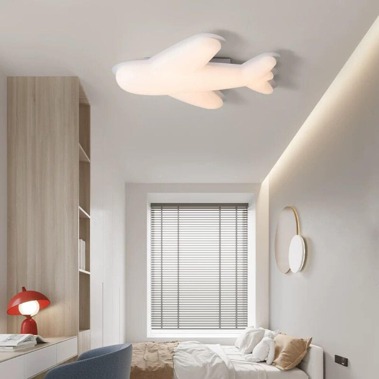 Kids Room White Airplane Resin Flush Mount Ceiling Lamp Image - 1