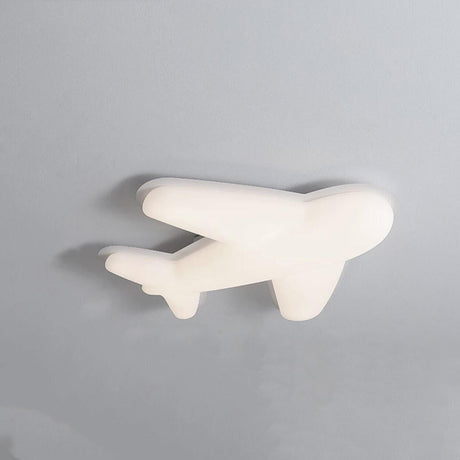 Kids Room White Airplane Resin Flush Mount Ceiling Lamp Image - 2