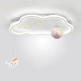 Kids Room White Cloud Space-Themed LED Flush Mount Lamp Image - 4