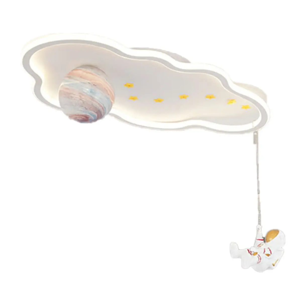 Kids Room White Cloud Space-Themed LED Flush Mount Lamp Image - 5