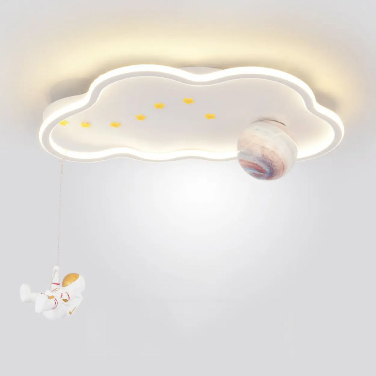 Kids Room White Cloud Space-Themed LED Flush Mount Lamp Image - 9