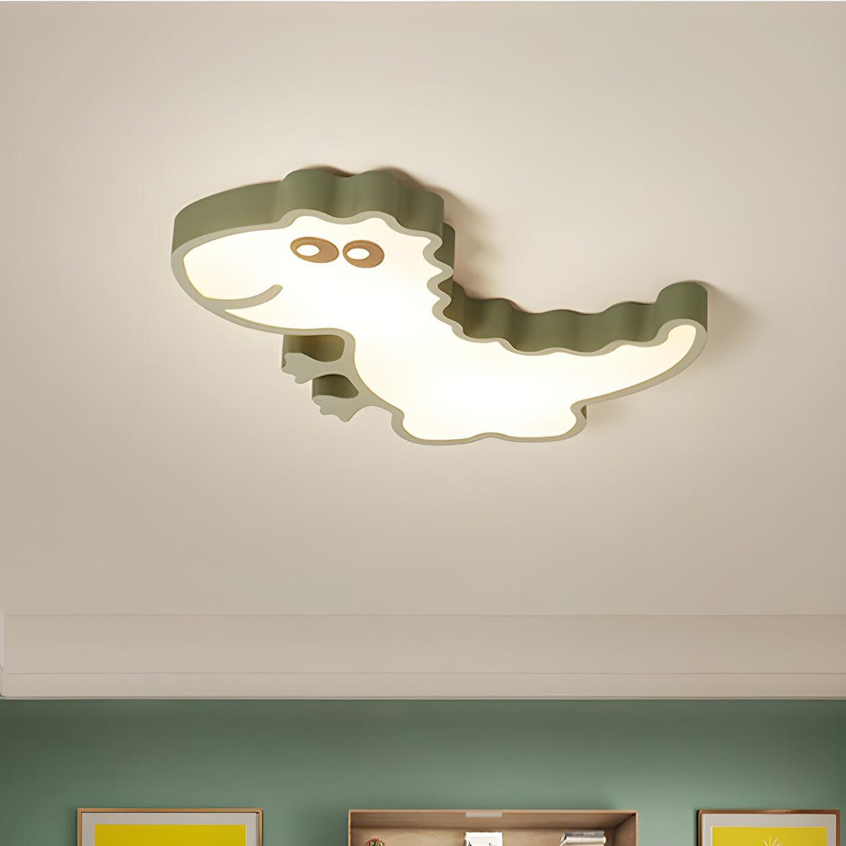 Kids Room White Dinosaur LED Flush Mount Ceiling Light Image - 10