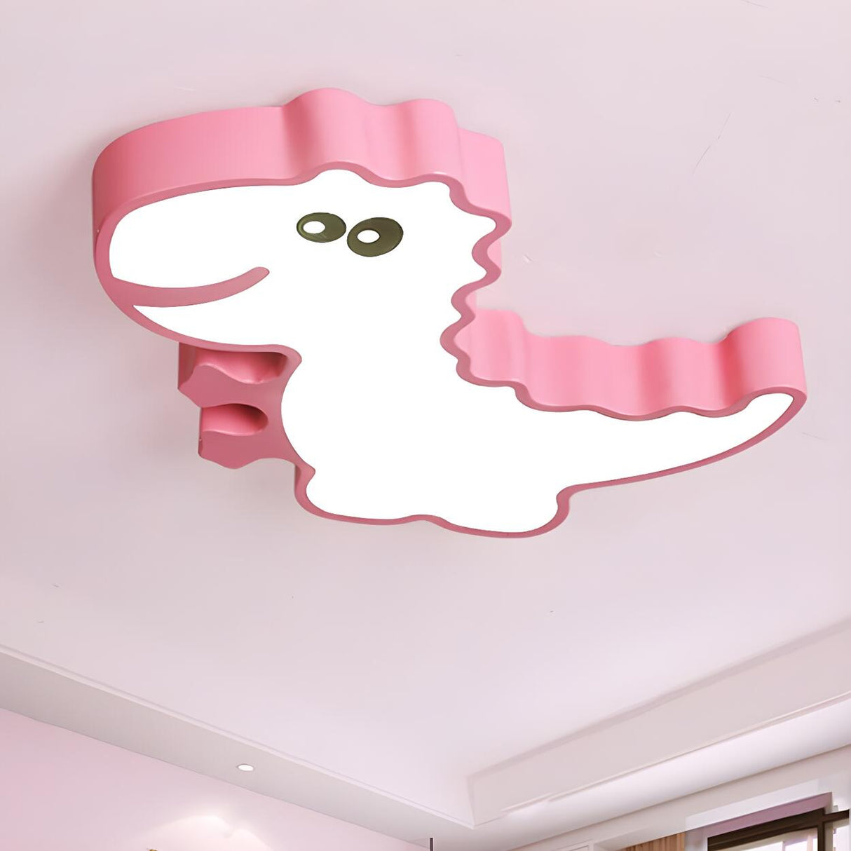 Kids Room White Dinosaur LED Flush Mount Ceiling Light Image - 4