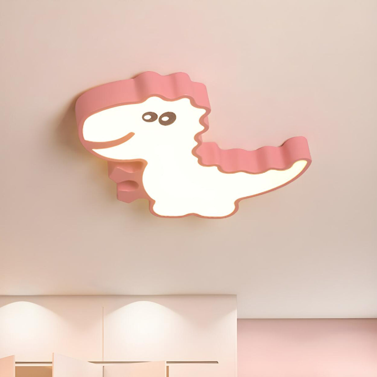 Kids Room White Dinosaur LED Flush Mount Ceiling Light Image - 6