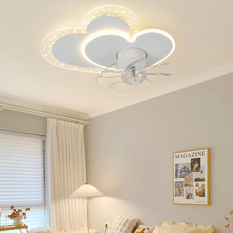 Kids Room White Heart Modern Ceiling Fan with Light Image - 2